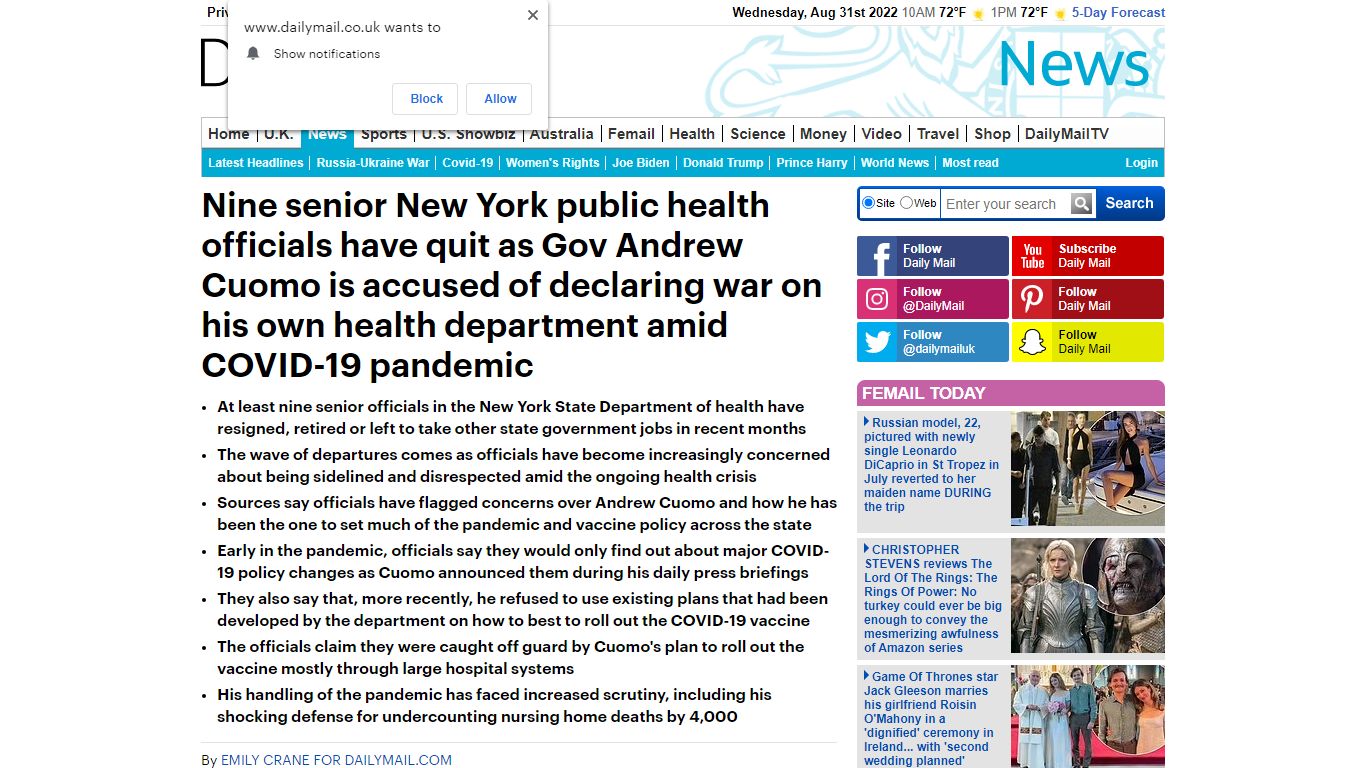 Nine New York public health officials have quit in recent months