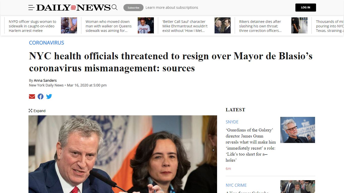 NYC health officials threatened to resign over Mayor de Blasio’s ...